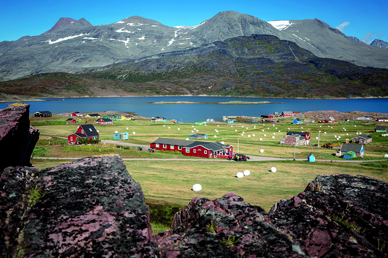 A midday summer view over Igaliku in South Greenland